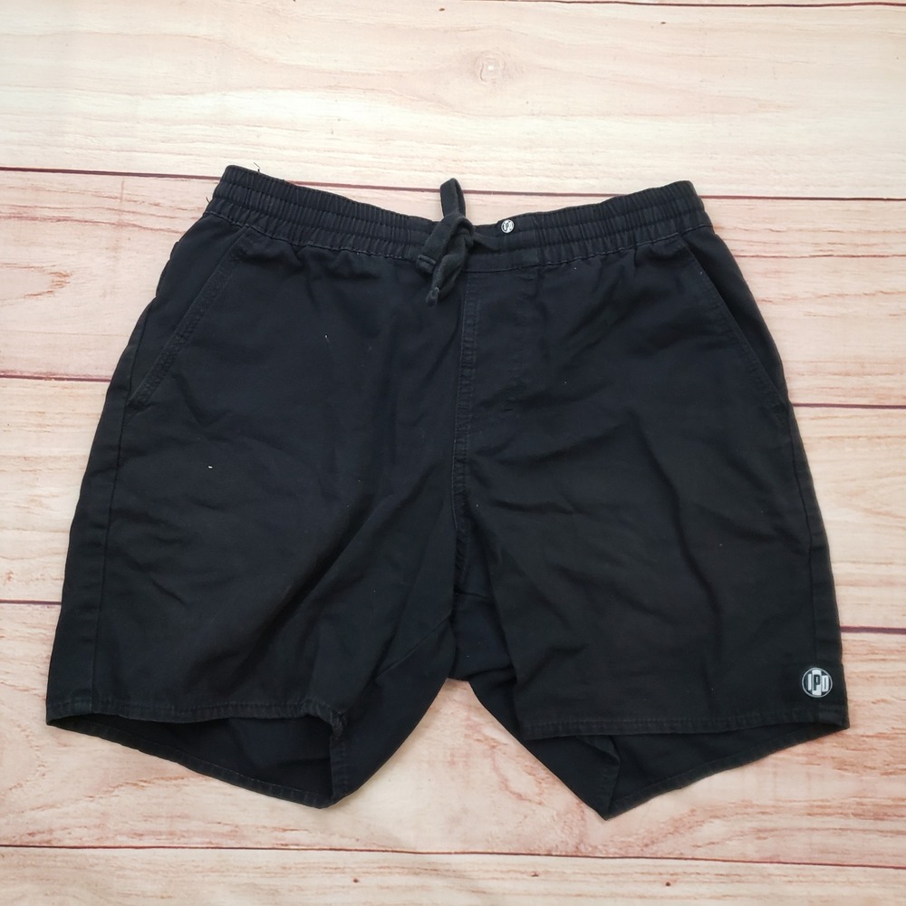 IPD Foundation Fit Shorts Mens S‎ Black Elastic Waist Drawstring Surfing Adult